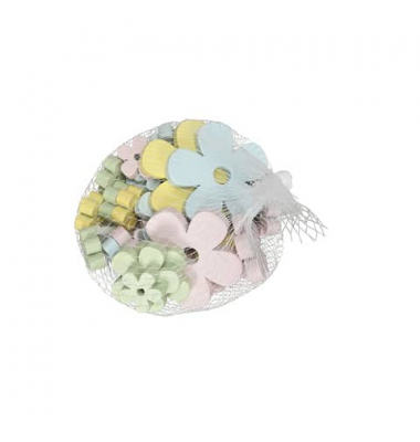 Streufigur 24ST Blüte Holz pastell sort.