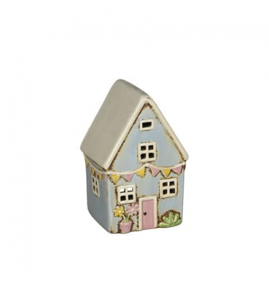 Windlicht 660677000501 Haus hellblau 10x8cm 