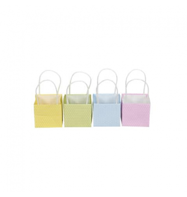 Geschenktasche 661330008358, allgemein, gedrehte Papierkordel, mit Punkte, 85mm x 85mm