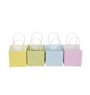 Geschenktasche 661330010358, allgemein, gedrehte Papierkordel, mit Punkte, 105mm x 105mm