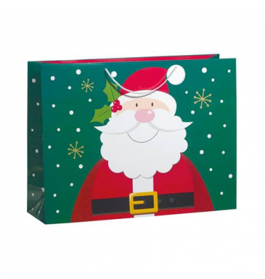 Geschenktasche 70110 24355, Weihnachten, mit weißer Kordel, COLOURFUL CHRISTMAS WINTER FOX SMILING SANTA, 46cm x 61cm