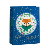 Geschenktasche 70110 24356, Weihnachten, grüne Kordel, WINTER FOX, 46cm x 61cm