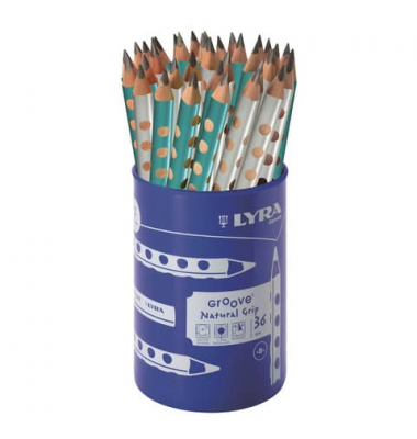 Bleistift Groove Natural Grip in der Dose, L1873366, schwarz, HB