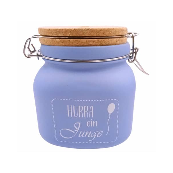6 Stück HERGO Spardose Glas (klein) 8924 , Hurra ein Junge 4250237389263 HERGO