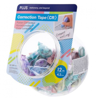 Korrekturroller 52181 Mini, farbig sortiert, 4,2mm x 12m, Einweg, in Glas