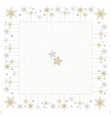 Weihn.Tischdecke Dunicel Snowstars white