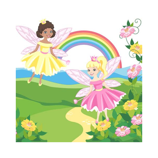 20 Servietten Kinder Feen am Regenbogen als Tischdeko. Papierservietten mit Motiv. Auch für Decoupage und Serviettentechnik 33x33cm