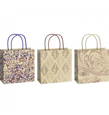 Geschenktasche 2543 5256 99 Solea, allgemein, mit gedrehter Papierkordel, 3 Motive sortiert, 200mm x 200mm