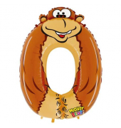Folienballon Zahl 0 Gorilla