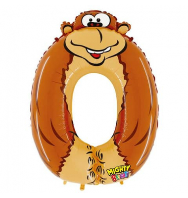 Folienballon Zahl 0 Gorilla