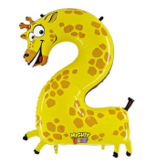 Folienballon Zahl 2 Giraffe