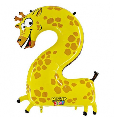 Folienballon Zahl 2 Giraffe