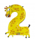 Folienballon Zahl 2 Giraffe