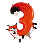 Folienballon Zahl 3 Fuchs