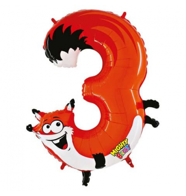 Folienballon Zahl 3 Fuchs