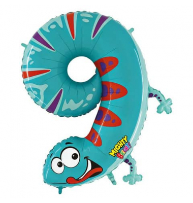 Folienballon Zahl 9 Gecko