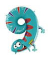Folienballon Zahl 9 Gecko