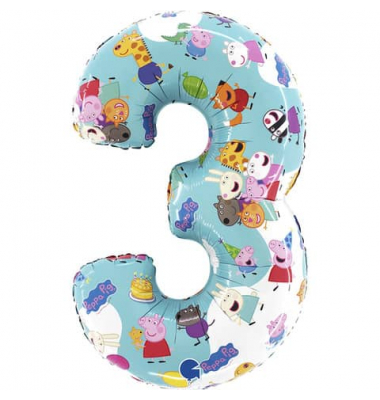 Folienballon Peppa Pig Zahl 3