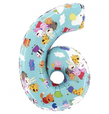 Folienballon Peppa Pig Zahl 6