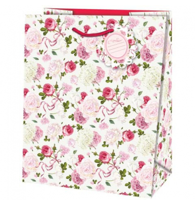 Geschenktasche 22402 TL Rosen, allgemein, Kordel mit Anhänger, Rosen, 267mm x 330mm