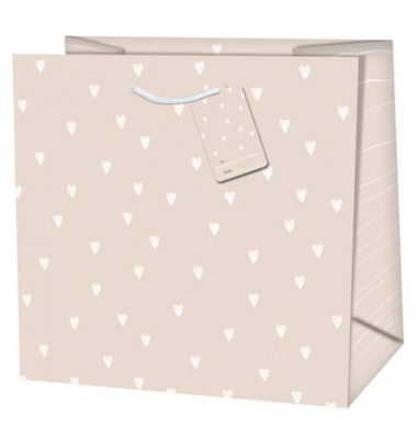 Geschenktasche 22405 TQ, Liebe, Kordel mit Anhänger, Herzchen, 145mm x 150mm