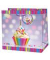 Geschenktasche 22419 TQ, Kordel mit Anhänger, Cupcake mit Kerze, 145mm x 150mm