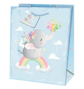 Geschenktasche 22421 TM, Baby, Kordel mit Anhänger, Elefant, 19cm x 23cm