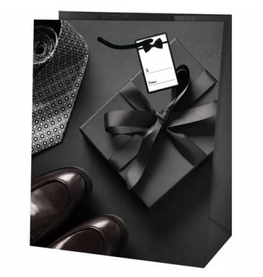Geschenktasche 22429 TM Herren, für Herren, Kordel mit Anhänger, Schuhe,Schlips,Päckchen, 19cm x 23cm