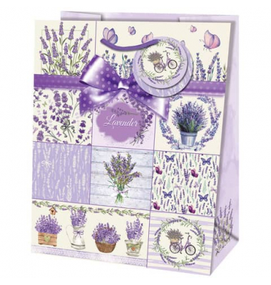 Geschenktasche 22439 TL Lavendel, neutral, Kordel mit Anhänger, Lavendel, 267mm x 330mm