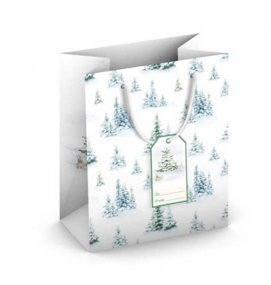 Geschenktasche 224-500 TM Weihnachts-Geschenktragetasche Winterwald, Weihnachten, gedrehte Kordel mit Karte, Winterwald, 190mm x