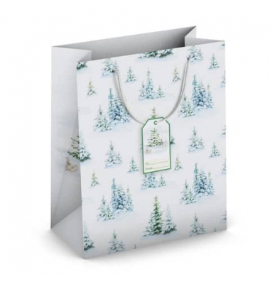Geschenktasche 224-500 TL Weihnachts-Geschenktragetasche Winterwald, Weihnachten, gedrehte Kordel mit Karte, Winterwald, 267mm x