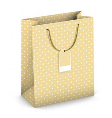 Geschenktasche 224-504 TL Weihnachts-Geschenktragetasche Goldmuster, Weihnachten, gedrehte Kordel mit Karte, Goldmuster, 267mm x