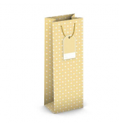 Geschenktasche 224-504 TB Weihnachts-Flaschentragetasche Goldmuster, Weihnachten, gedrehte Kordel mit Karte, Goldmuster, 126mm x
