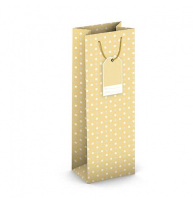 Geschenktasche 224-504 TB Weihnachts-Flaschentragetasche Goldmuster, Weihnachten, gedrehte Kordel mit Karte, Goldmuster, 126mm x