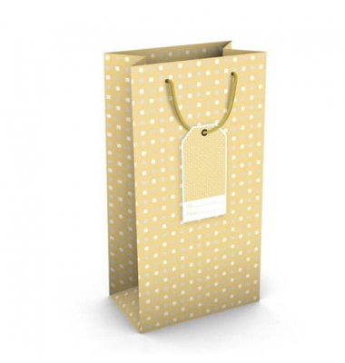 Geschenktasche 224-504 TP Weihnachts-Geschenktragetasche Goldmuster, Weihnachten, gedrehte Kordel mit Karte, Goldmuster, 110mm x