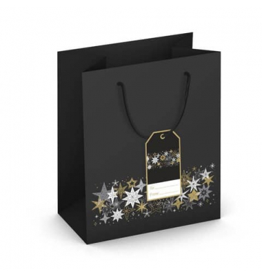 Geschenktasche 224-510 TM Weihnachts-Geschenktragetasche Sterne, Weihnachten, gedrehte Kordel mit Karte, Sterne, 19cm x 230mm