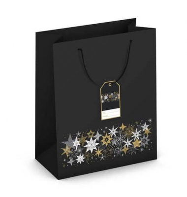 Geschenktasche 224-510 TL Weihnachts-Geschenktragetasche Sterne, Weihnachten, gedrehte Kordel mit Karte, Sterne, 267mm x 330mm