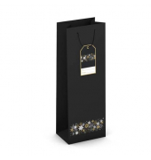 Geschenktasche 224-510 TB Weihnachts-Flaschentragetasche Sterne, Weihnachten, gedrehte Kordel mit Karte, Sterne, 126mm x 360mm