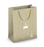 Geschenktasche 224-519 TL Weihnachts-Geschenktragetasche Baum, Weihnachten, gedrehte Kordel mit Karte, Baum/Sterne, 267mm x 330m