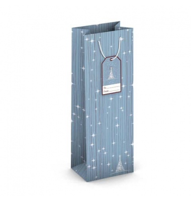 Geschenktasche 224-519 TB Weihnachts-Geschenktragetasche Baum, Weihnachten, gedrehte Kordel mit Karte, Baum/Sterne, 126mm x 360m