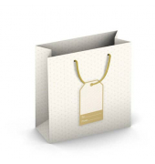 Geschenktasche 224-521 TQ Weihnachts-Geschenktragetasche Sterne, Weihnachten, gedrehte Kordel mit Karte, Sterne, 150mm x 145mm