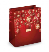 Geschenktasche 224-527 TL Weihnachts-Geschenktragetasche Flocken, Weihnachten, gedrehte Kordel mit Karte, Flocken, 267mm x 330mm
