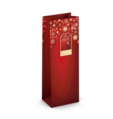 Geschenktasche 224-527 TB Weihnachts-Geschenktragetasche Flocken, Weihnachten, gedrehte Kordel mit Karte, Flocken, 126mm x 360mm