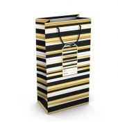 Geschenktasche 224-505 TP Weihnachts-Geschenktragetasche Streifen edel, allgemein, gedrehte Kordel mit Karte, Streifen, 110mm x 