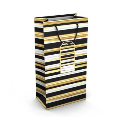 Geschenktasche 224-505 TP Weihnachts-Geschenktragetasche Streifen edel, allgemein, gedrehte Kordel mit Karte, Streifen, 110mm x 
