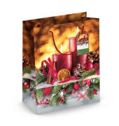 Geschenktasche 224-507 TL Weihnachts-Geschenktragetasche Kerzendeko, Weihnachten, gedrehte Kordel mit Karte, Kerzendeko, 267mm x
