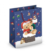 Geschenktasche 224-514 TL Weihnachts-Geschenktragetasche Kind Teddy, Weihnachten, gedrehte Kordel mit Karte, Teddy, 267mm x 330m