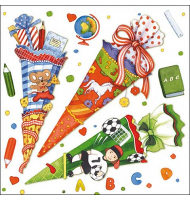Motivserviette 33x33cm Schulanfang