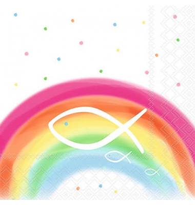 Motivserviette 33x33cm Rainbow white