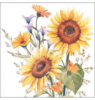 Motivserviette 33x33cm Sonnenblumen